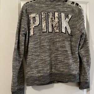 PINK sequins sweater, with hood.